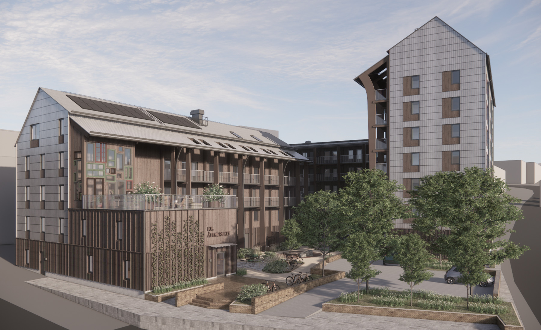 Visualiserad bild på kvarteret Återbruket, Backa