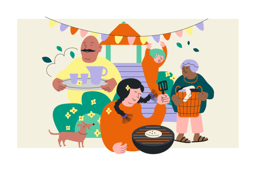 illustration gårdsliv