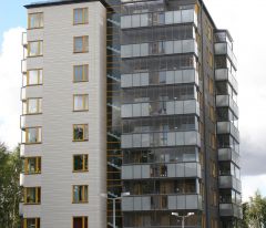 Fasadbild med balkonger på Nordåsgatan
